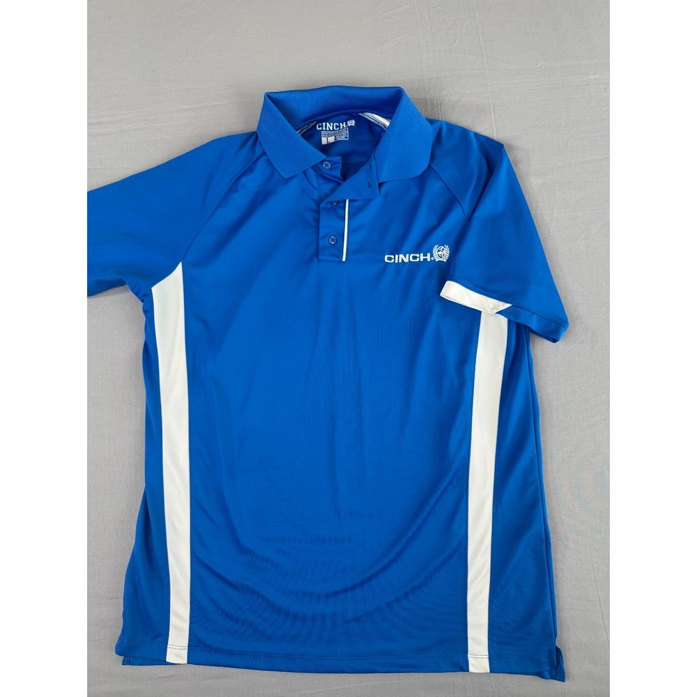 Cinch Polo Shirt Mens Large Blue  Short Sleeve Western Golf Outdoor‎ Logo